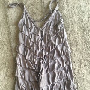 Guess Gray/ Violet Short Sleeve ruffle fancy top